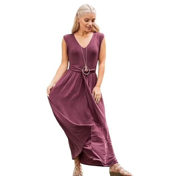 Matilda Jane Dresses & Skirts - Matilda Jane Plum Tie-Waist Chasing Waterfalls Maxi Dress Medium